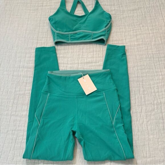 Wilo The Label Outline Matching Set Women's XS Ribbed Sea Green New With Tags! - Picture 1 of 9